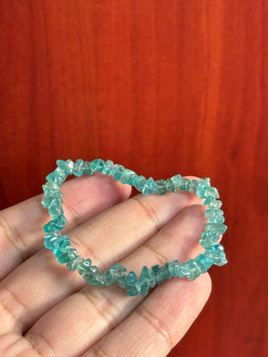 Apatite Bead Bracelet, Natural Blue Gemstone Expandable Bracelet, 7-8 Inch Handcrafted Apatite Crystal Jewelry