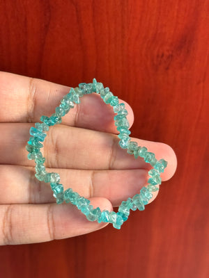 Apatite Bead Bracelet, Natural Blue Gemstone Expandable Bracelet, 7-8 Inch Handcrafted Apatite Crystal Jewelry