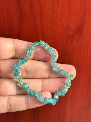 Apatite Bead Bracelet, Natural Blue Gemstone Expandable Bracelet, 7-8 Inch Handcrafted Apatite Crystal Jewelry