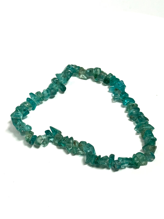 Apatite Bead Bracelet, Natural Blue Gemstone Expandable Bracelet, 7-8 Inch Handcrafted Apatite Crystal Jewelry