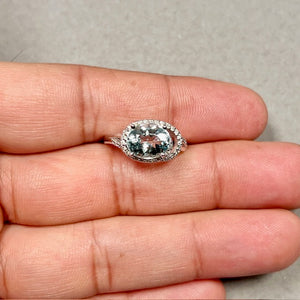 oval aquamarine diamond ring in 14k white gold elegant design