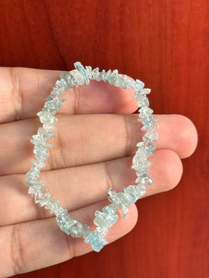 Aquamarine Bracelet, 6-7 Inch Expandable Beaded Jewelry, Natural Healing Crystal, Adjustable Stretch Band, Handmade Gift for All