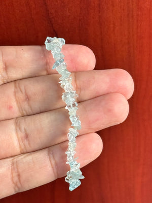 Aquamarine Bracelet, 6-7 Inch Expandable Beaded Jewelry, Natural Healing Crystal, Adjustable Stretch Band, Handmade Gift for All
