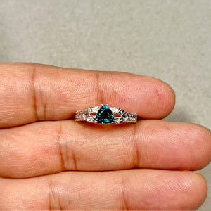 trillion cut london blue topaz ring in 14k white gold with diamonds