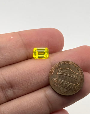 YAG Gemstone Loose | Lab Created Neon Yellow Emerald Cut — Statement Jewelry Design 7x5mm-14x10mm