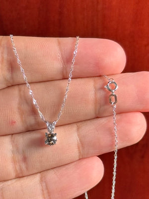 Platinum Fancy Brown Diamond Pendant, 0.38 Ct SI1 Round 4.5 mm, Scroll Solitaire, 18" White Gold Singapore Chain