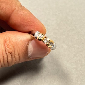 Two Tone 14K Gold White Diamond Ring - Prong & Bezel Setting - Size 7