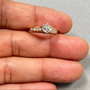 14K Yellow Gold Diamond Ring: Channel & Prong Setting, Size 6.5