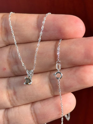 Brown Diamond Pendant – 0.31 Ct Round SI1 Fancy Dark Yellowish Brown Solitaire in Platinum with 18” White Gold Chain