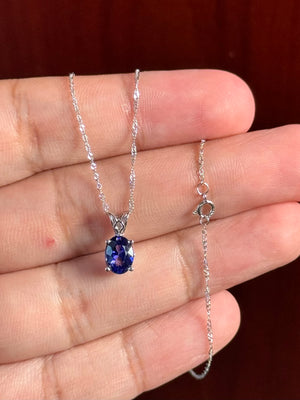 Oval Tanzanite Pendant in 14K White Gold – 1.00–1.52 Ct AAAA Heirloom Solitaire Scroll Necklace, December Birthstone Jewelry
