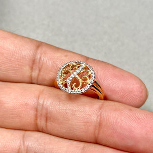 Two Tone Diamond Ring 14K Gold | 0.16–0.21 Ct Diamond Band | White & Yellow Gold Ring | Stackable Diamond Ring Gift Size 7