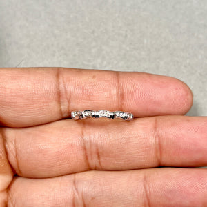 18K White Gold Diamond Band Ring | Minimalist Dainty Stackable Gift Size 6.5