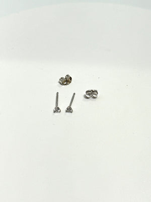 14K White Gold Diamond Stud Earrings, Round 0.08–0.10 Ct TW, I–J Color, SI2–I1 Clarity, Three‑Prong, Screw Backs