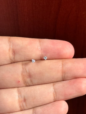 14K White Gold Diamond Stud Earrings, Round 0.08–0.10 Ct TW, I–J Color, SI2–I1 Clarity, Three‑Prong, Screw Backs