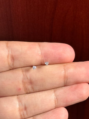14K White Gold Diamond Stud Earrings, Round 0.08–0.10 Ct TW, I–J Color, SI2–I1 Clarity, Three‑Prong, Screw Backs