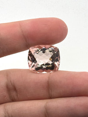 21.85 Ct Cushion Cut Morganite 19x17mm AAA Peach Pink Natural Gemstone
