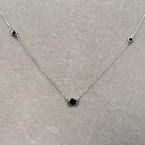 Black Diamond Necklace 1 Ct | 14K White Gold Bezel Set | Minimalist Elegant Jewelry for Women