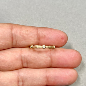 Diamond Bezel Ring 14K Yellow Gold | 0.01–0.06 Ct Diamond Band | Minimal Gold Ring | Stackable Dainty Jewelry Gift Ring Size 7