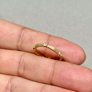 Diamond Bezel Ring 14K Yellow Gold | 0.01–0.06 Ct Diamond Band | Minimal Gold Ring | Stackable Dainty Jewelry Gift Ring Size 7