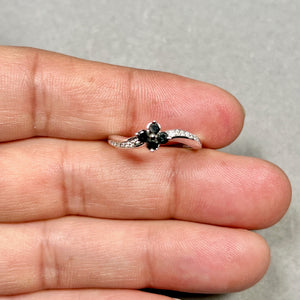 Black & White Diamond Ring 14K White Gold | 0.44 Ct Diamond Ring | Two Tone Diamond Band | Modern Contrast Ring Gift Ring Size 7