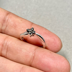 Black & White Diamond Ring 14K White Gold | 0.44 Ct Diamond Ring | Two Tone Diamond Band | Modern Contrast Ring Gift Ring Size 7