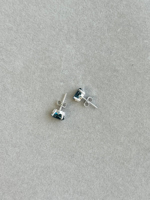 Oval London Blue Topaz Stud Earrings 7x5mm AAA 1.80-2.55 Cts in 18K White Gold Scroll Design