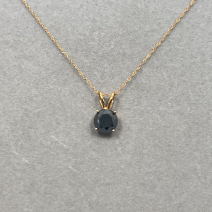 3.00 Ct EGL USA Certified Round Black Diamond Solitaire Pendant in 14K Yellow Gold | 8.20–9.03 mm AAA Quality Natural Diamond Necklace