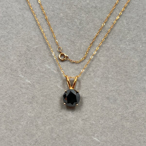 3.00 Ct EGL USA Certified Round Black Diamond Solitaire Pendant in 14K Yellow Gold | 8.20–9.03 mm AAA Quality Natural Diamond Necklace