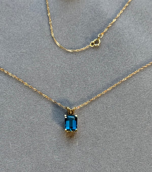 Emerald Cut London Blue Topaz Pendant 8x6mm 1.57-2.13 Ct in 14K Yellow Gold – AAA Quality Solitaire Necklace with 18-Inch Chain