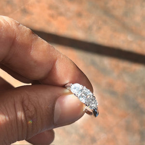 Cubic Zirconia Three Stone Ring in 14K White Gold – Round Solitaire Wedding Ring, Engagement Jewelry, Anniversary Gift for Her