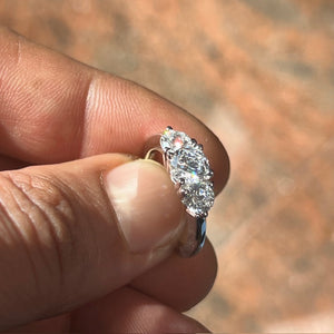 Cubic Zirconia Three Stone Ring in 14K White Gold – Round Solitaire Wedding Ring, Engagement Jewelry, Anniversary Gift for Her