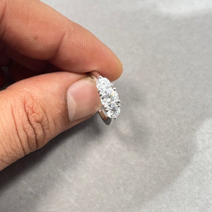 Cubic Zirconia Three Stone Ring in 14K White Gold – Round Solitaire Wedding Ring, Engagement Jewelry, Anniversary Gift for Her