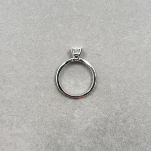 Cubic Zirconia Solitaire Engagement Ring in Solid 14K White Gold – Classic Round CZ Ring Size 5