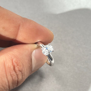 Cubic Zirconia Solitaire Engagement Ring in Solid 14K White Gold – Classic Round CZ Ring Size 5