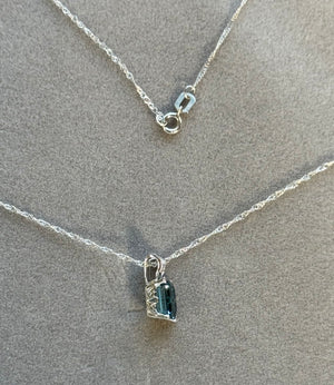 London Blue Topaz Pendant, Emerald Cut Blue Topaz Necklace, Solitaire Topaz Pendant in 18K White Gold, December Birthstone Jewelry