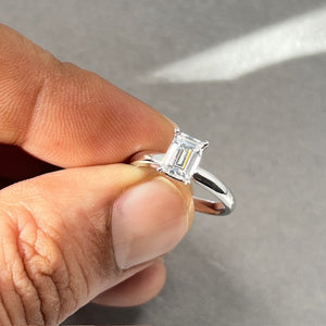 Cubic Zirconia Solitaire Engagement Ring in 14K White Gold – Classic Promise Ring, Dainty Wedding Jewelry, Anniversary Gift for Her Size 5