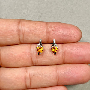 Citrine earrings in 14K white gold with diamond accents prong setting elegant gemstone jewelry