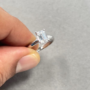 Cubic Zirconia Solitaire Engagement Ring in 14K White Gold – Classic Promise Ring, Dainty Wedding Jewelry, Anniversary Gift for Her Size 5