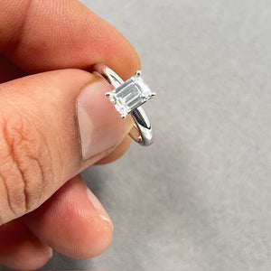 Cubic Zirconia Solitaire Engagement Ring in 14K White Gold – Classic Promise Ring, Dainty Wedding Jewelry, Anniversary Gift for Her Size 5