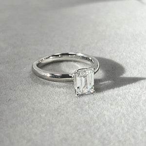 Cubic Zirconia Solitaire Engagement Ring in 14K White Gold – Classic Promise Ring, Dainty Wedding Jewelry, Anniversary Gift for Her Size 5