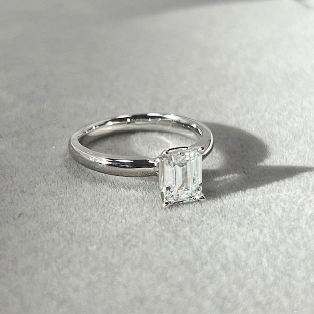 Cubic Zirconia Solitaire Engagement Ring in 14K White Gold – Classic Promise Ring, Dainty Wedding Jewelry, Anniversary Gift for Her Size 5