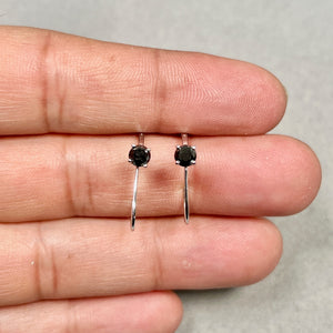 Black Diamond Stud Earrings | 14K White Gold Round AAA — Modern Everyday Gift for Her