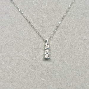 Three Stone Diamond Pendant 18K White Gold | 0.20–0.25 Ct Diamond Necklace | Trilogy Diamond Pendant | Elegant Gift Jewelry