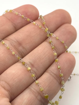 Natural Yellow Diamond Square Necklace | 18K White Gold Diamond Necklace Fine Jewelry Gift for Her
