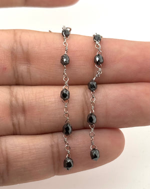 Natural Black Diamond Briolette Earrings | 3.20 Ct Dangle Drop Earrings Fine Gold Jewelry Gift for Her