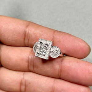 Diamond Ring 14K White Gold | 1.25–1.30 Ct Diamond Ring— Statement Fine Jewelry Ring Size 7.5