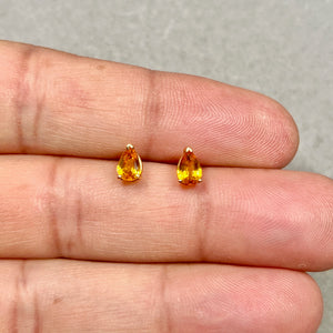 Yellow Sapphire Stud Earrings | 14K Yellow Gold Pear Shape — Elegant Birthstone Gift for Her