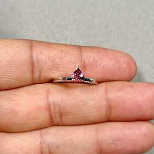 Pink Tourmaline Ring | 14K White Gold Heart Cut — Romantic Gift for Her Ring Size 6.5