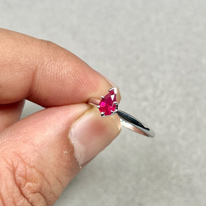 Ruby Pear Ring | 14K White Gold Solitaire — Elegant July Birthstone Gift for Her Ring Size 6.5