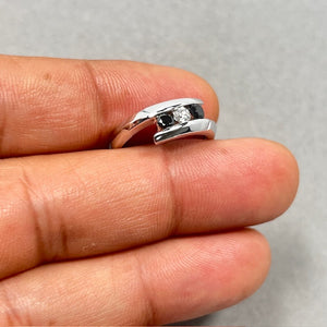 14K White Gold Three Stone Diamond Ring: Black & White Accent